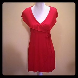 Red wrap dress